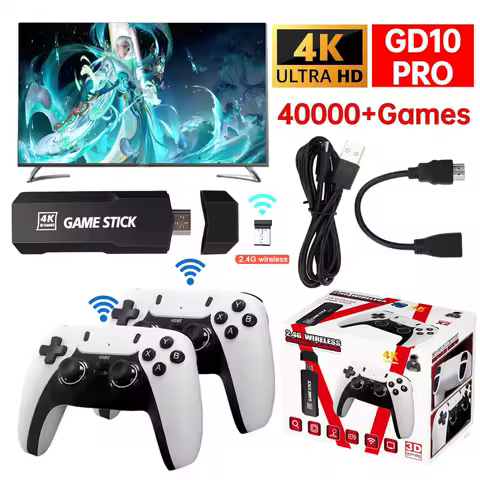 GD10/GD10 PRO Video Game Stick HD 4K 2.4G Double Wireless Controller 40000+ Games 128GB Retro TV Games Console Christmas Gifts