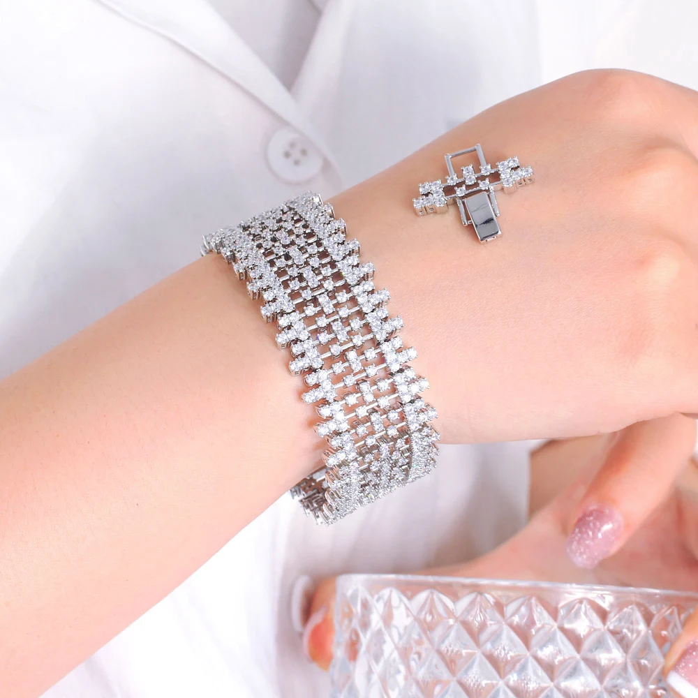 CWWZircons Hochwertiges Echtes 5A Top Afrikanisches Dubai CZ Stein Damen Großes Armband für Bräute Hochzeitsfeier Großhandel S0229 – Detail 8