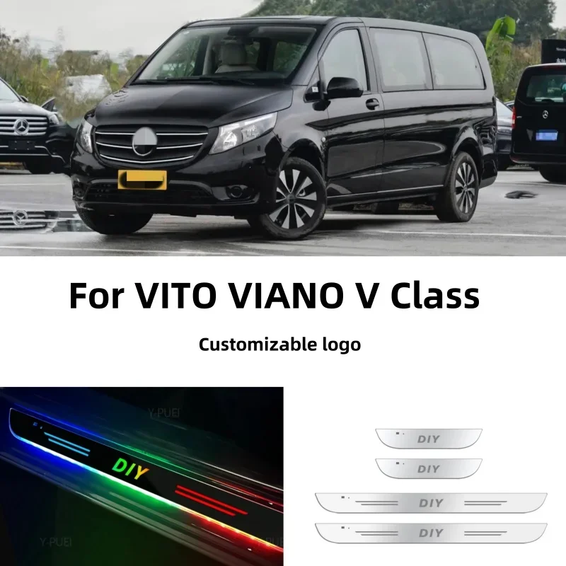 

For Mercedes Benz Vito Viano W639 V Class W447 Car Door Sill Light Customized Logo LED Welcome Threshold Pedal Lamp Accessories