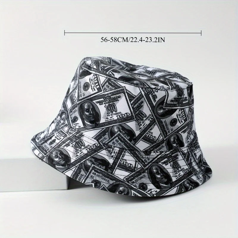 

Dollar Print Reversible Bucket Hat Fishing Cap for Men Women Adjustable Breathable Sun Hat Harajuku Hip Hop Streetwear