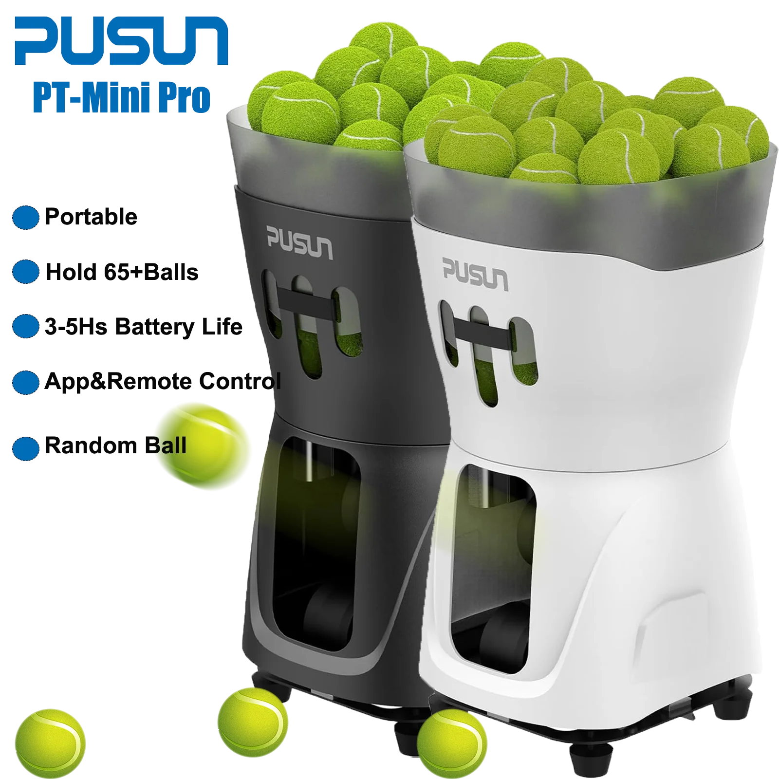 Tennis Ball Machine, Portable Tennis Ball Serving Machine Launching Equipment for Practice&Training, App and Remote Control