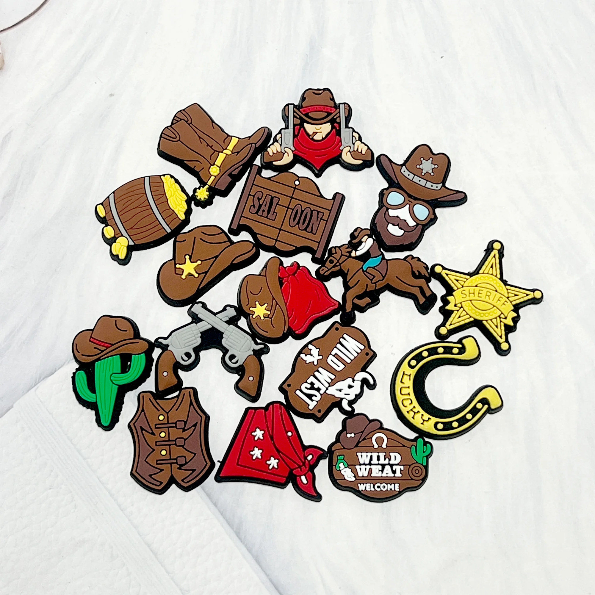 16Pcs Cow Shoe Charms, Horse Wild West Shoes Decoration Charm Sports Charms for Teens Man boy Gifts