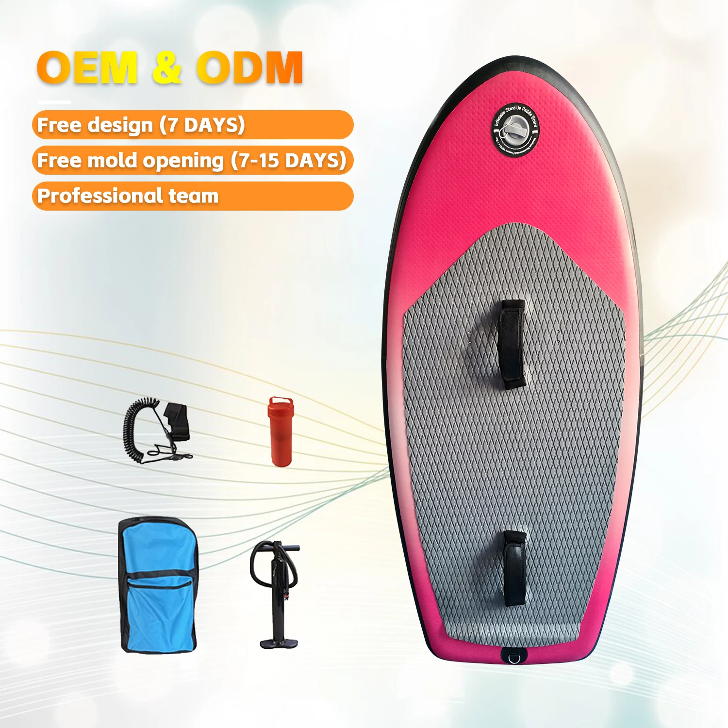 Reinforced brushed PVC, lightweight, foldable, easy to carry, inflatable carbon fiber hydrofoil, surfboard, water sports