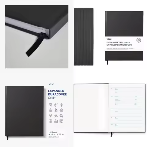 6-Pack Lab Notebooks, 9.25x11.75 in, 144 Pages, Gray Weave, Permanent Bound, Heavyweight Grid Paper