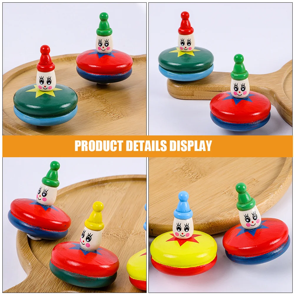

5Pcs Wood Cartoon Gyroscopes Manual Rotation Kids Plaything Fun Compact Party Favor Wood Gyro Toy Mini Gyro Toy