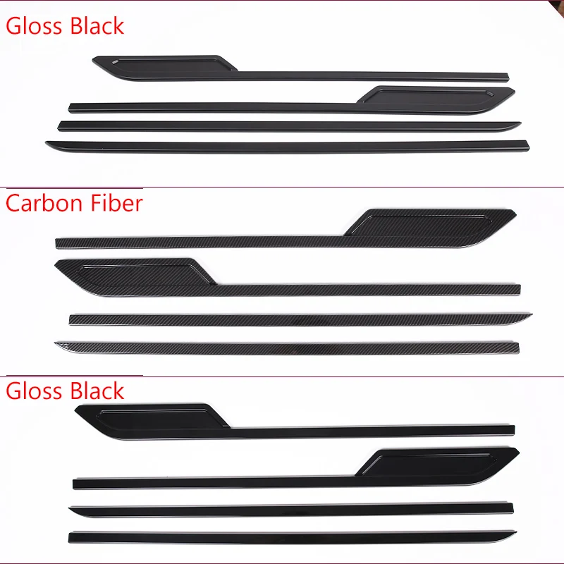 ABS Carbon Fiber/Gloss Black Side Door Body Molding Cover Trim For Toyota Tundra 2022 2023 Car Accessories