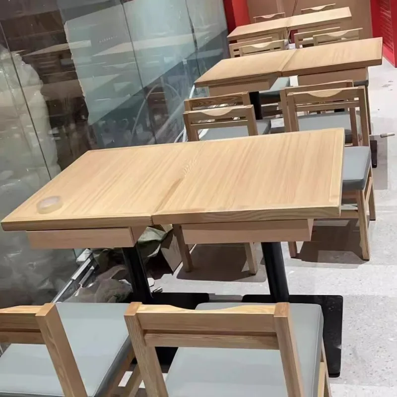 Solid wood dining table and chair combination Customized hotel restaurant Noodle restaurant Snack bar Fast food restaurant Noodl