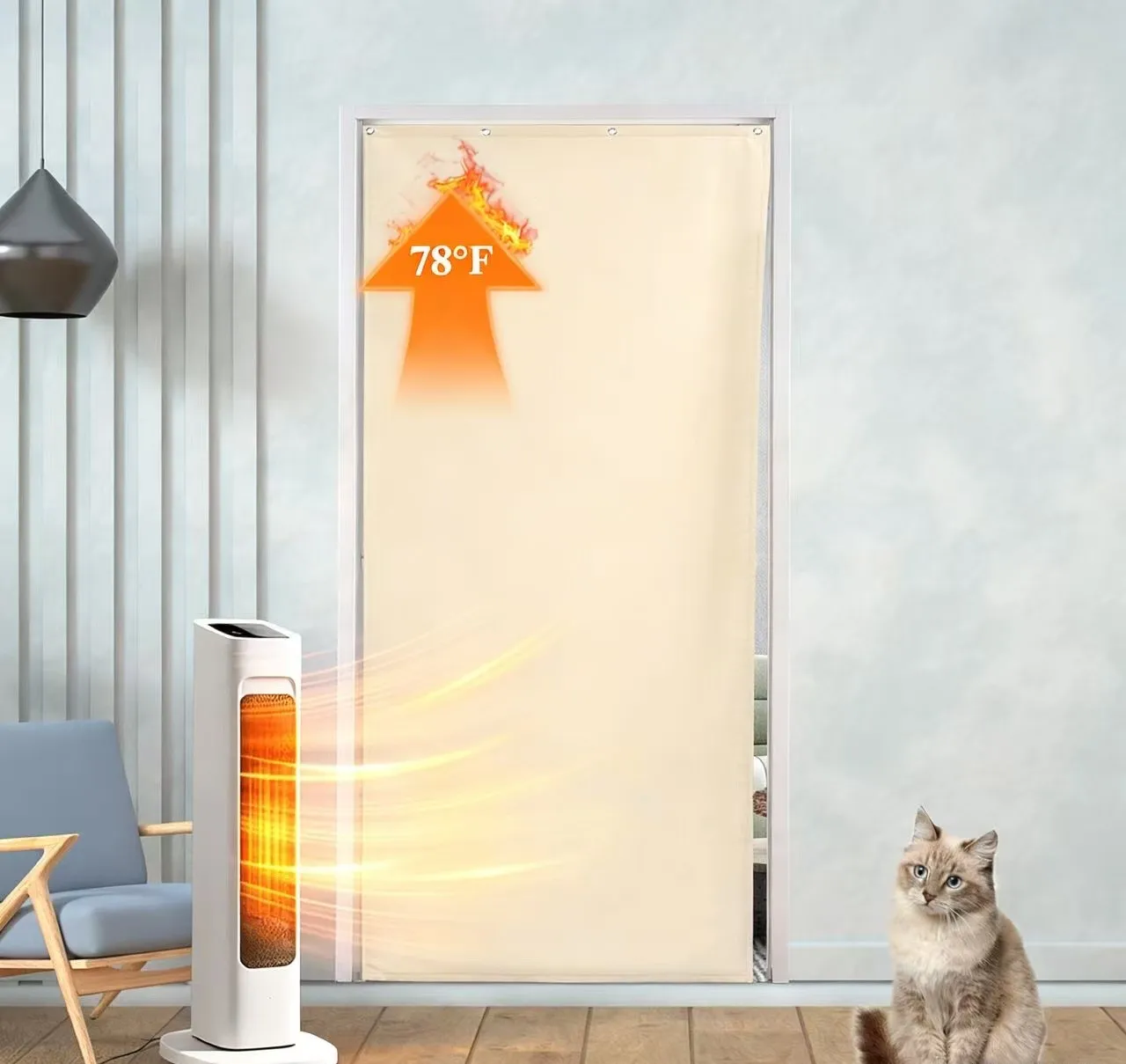 ม่านประตูกันน้ำแบบหนาสำหรับฤดูหนาว ม่านหน้าต่างกันความร้อนสำหรับห้องนั่งเล่นและห้องนอน ป้องกันลม