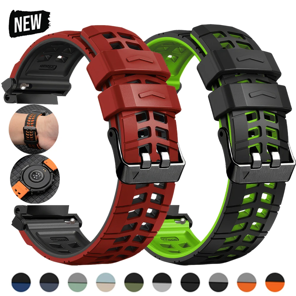Zweifarbiges Silikonarmband für Amazfit T-Rex 3/2/1, verstellbares Sportarmband für T-Rex Pro/Ultra/2ultra Smartwatch, atmungsaktives Armband