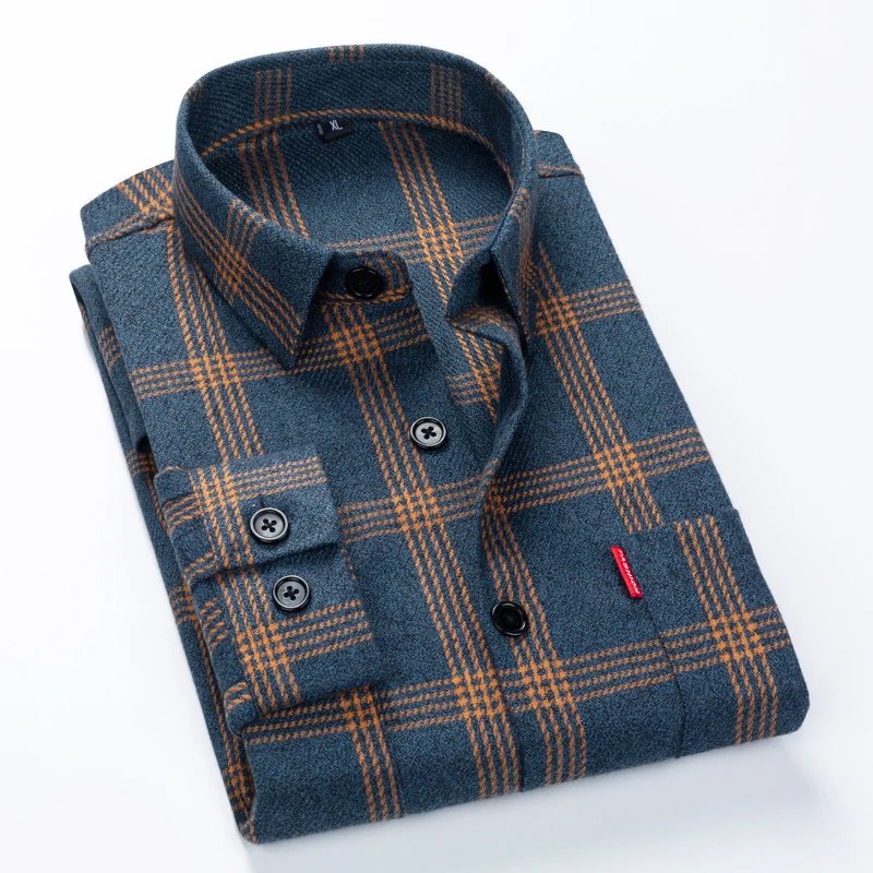 

High-quality, fashionable, stylish, versatile, trendy, casual and business men's long-sleeved checked shirt for autumn