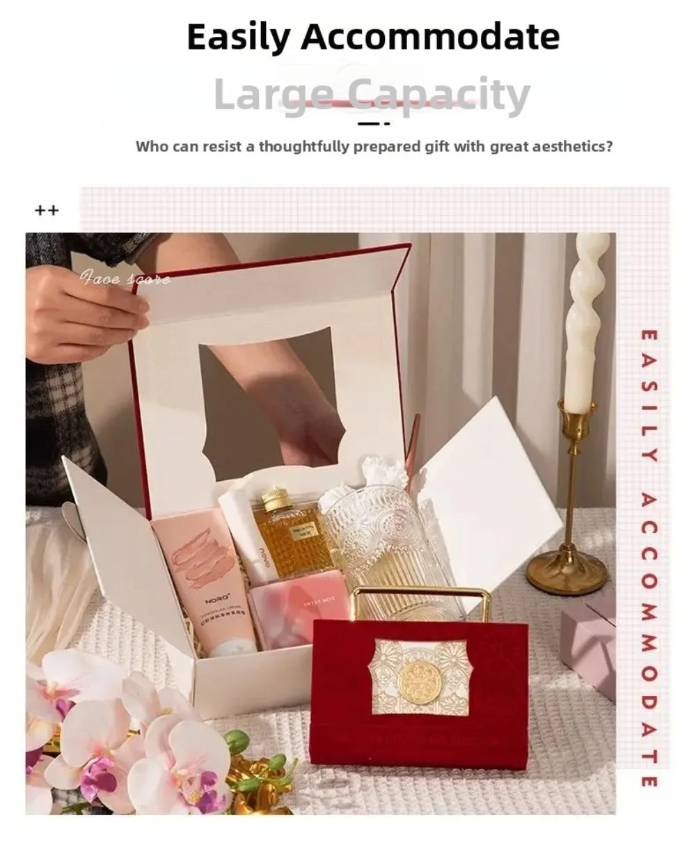 Europäische Barock-Wildleder-Geschenkbox, aufklappbare Handverpackungsboxen, doppelt öffnende Metallgriff-Süßigkeitenboxen – Detail 4