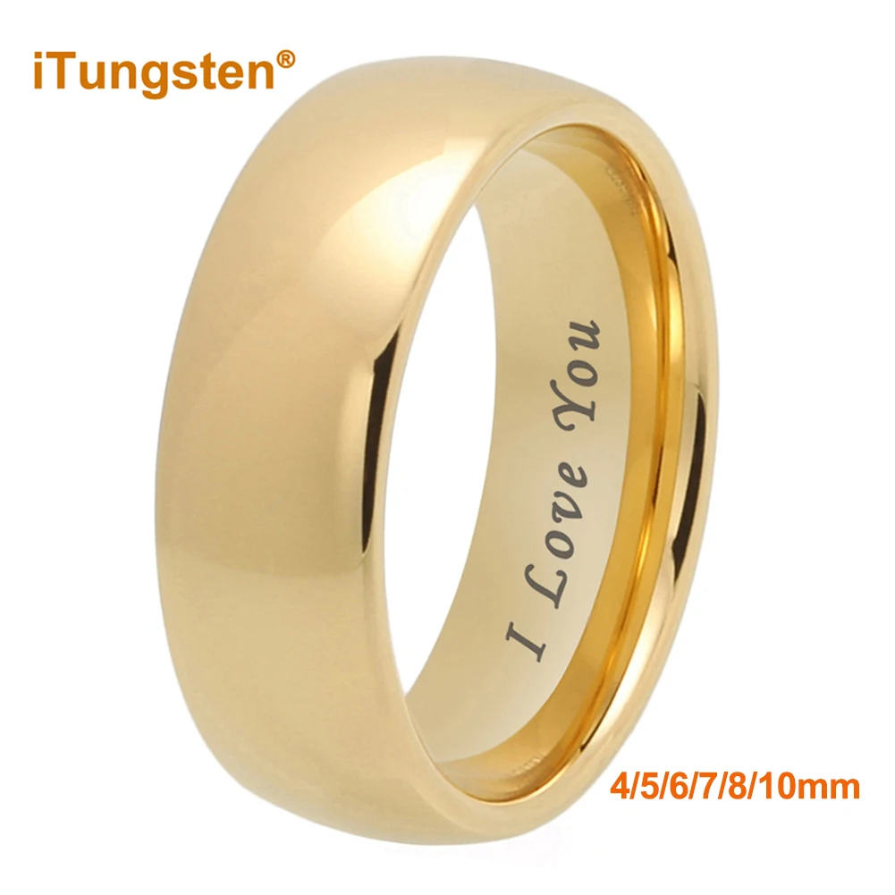 iTungsten 4/5/6/7/8/10mm Tungsten Carbide Ring Men Women Couple Wedding Band I Love You Engraved Comfort Fit