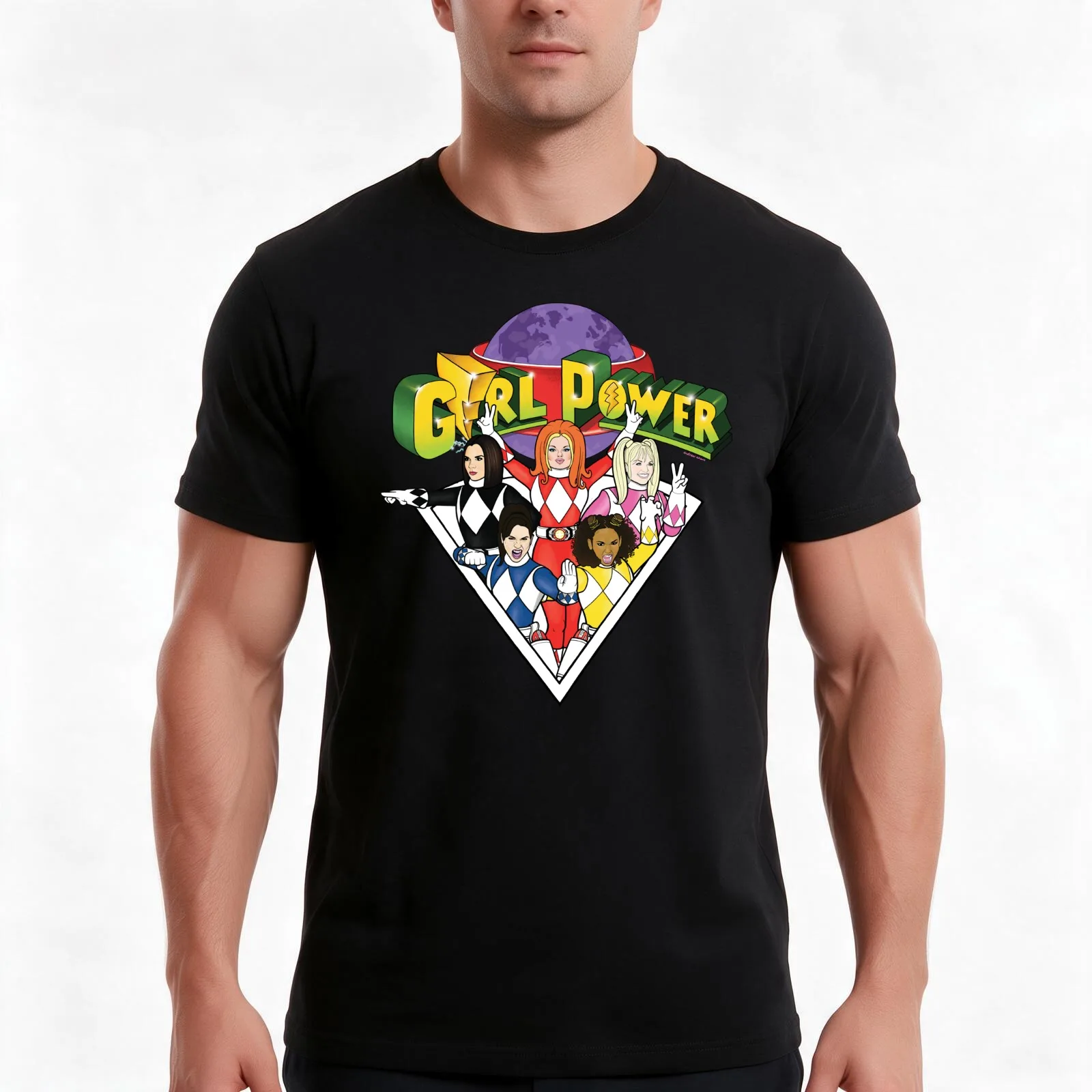 GIRL RANGERS TRIANGLE T-Shirt, Summer Casual Cotton Tee, Oversized Streetwear Tops, Vintage Graphic Print, Unisex Men Women