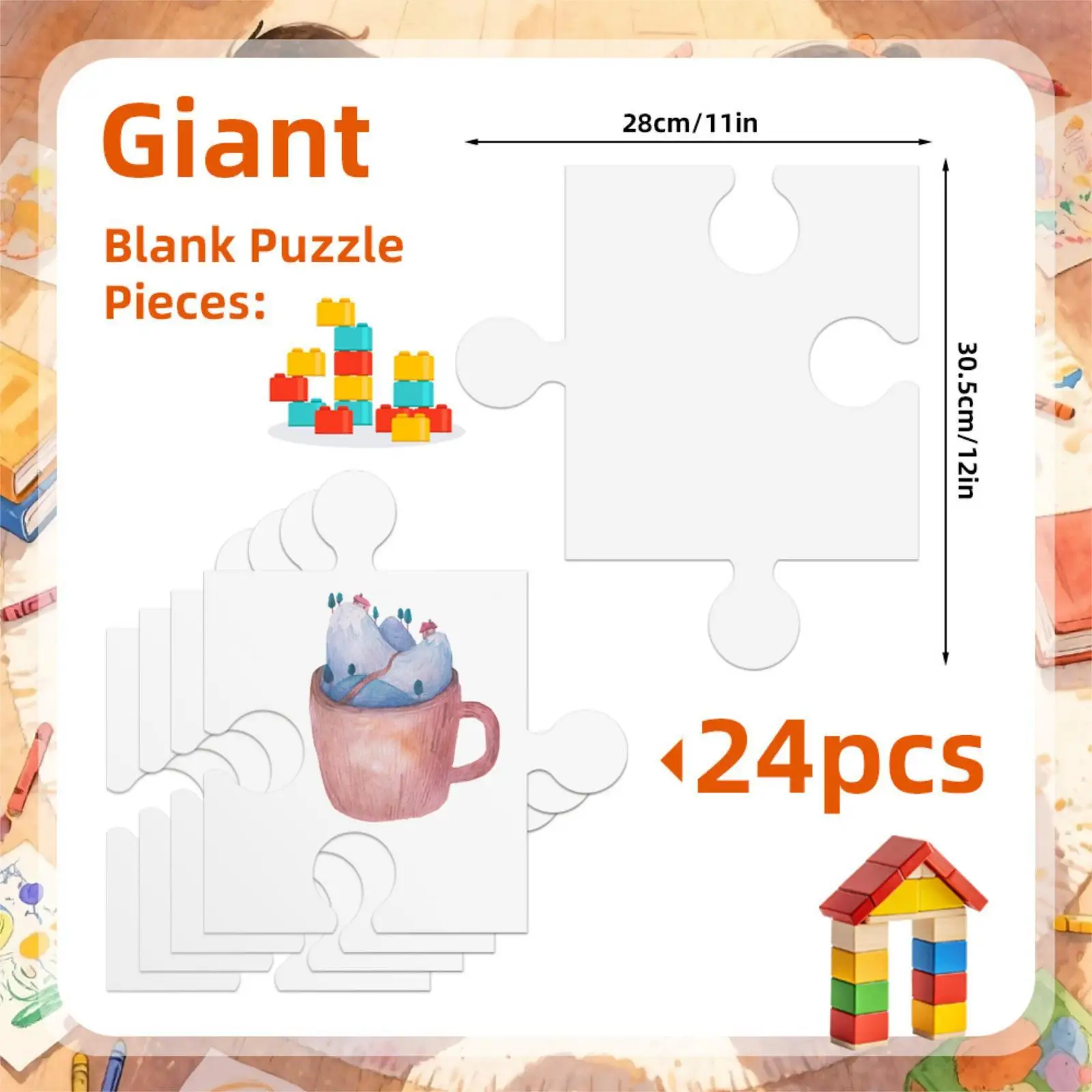 24Pcs White Cardboard Blank Ji - Puzzle Blank White ulasan dan harga