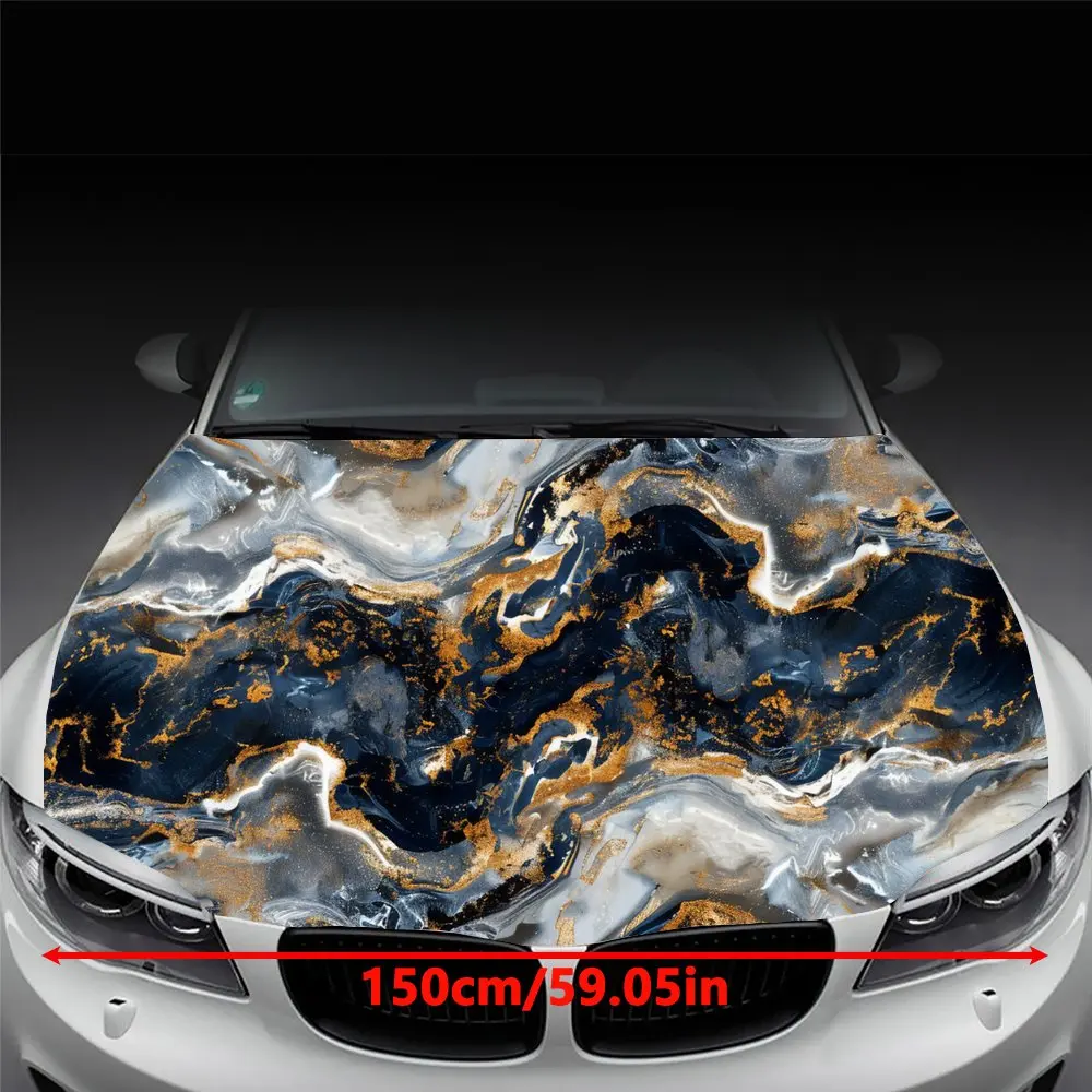 Geometric Marble Print Car Hood Wrap Color Vinyl Sticker Truck Graphic Bonnet DIY Auto Accessories Decoration Decal Gift