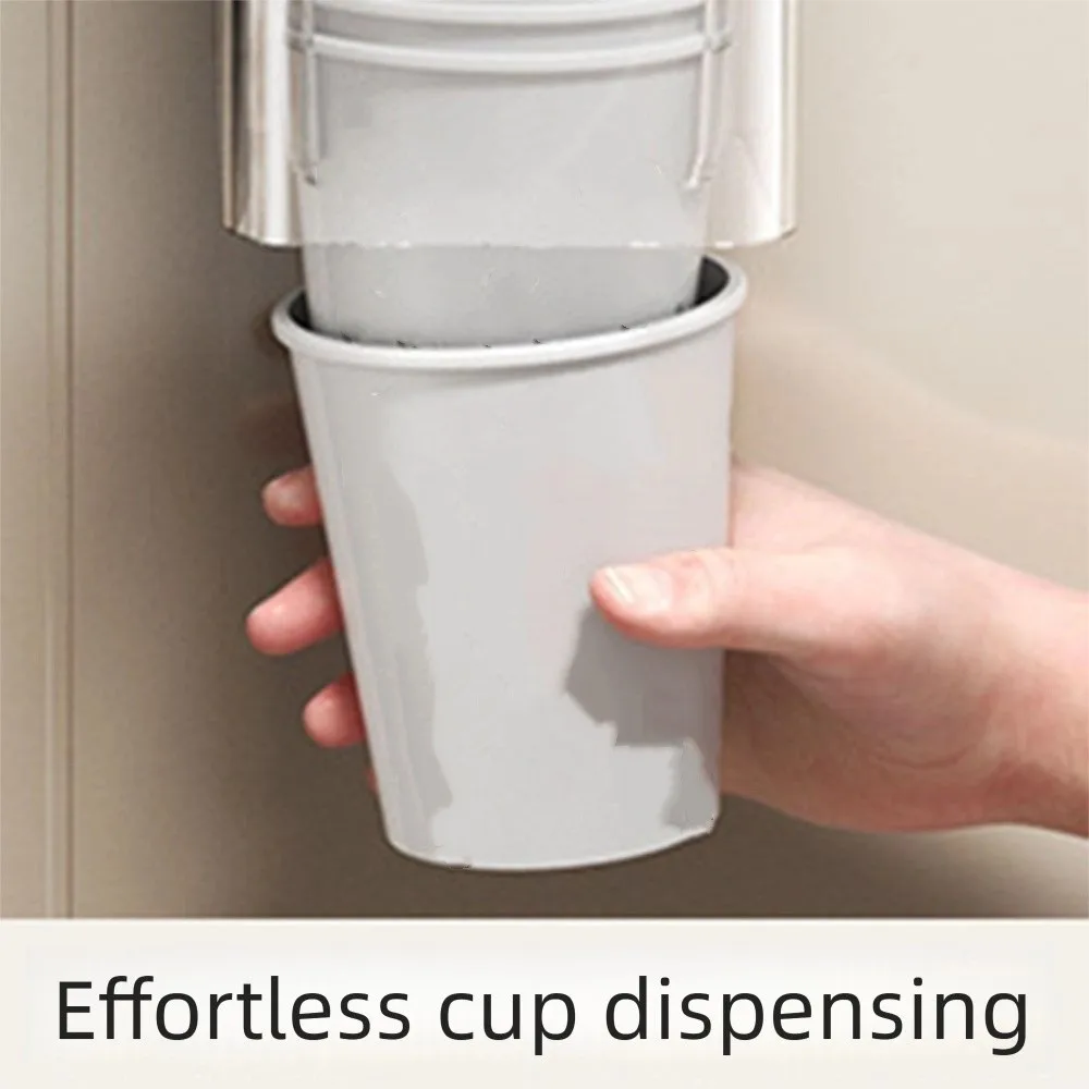 Suction Cup Disposable Cup Dispenser Clear Design Wall-mounted Paper Cup Storage Rack Dustproof Punch-free Cup Picker Drinking