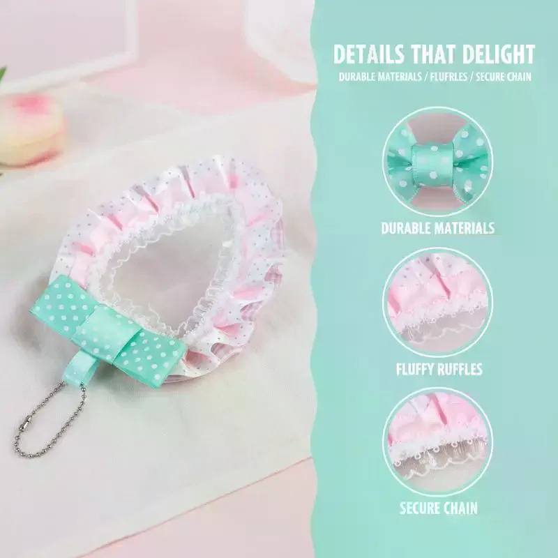 Kawaii Strawberry Lace Card Display - Adorable Photo Holder for Anime & Kpop Stylish Bag Charm & Desktop Ornament for Girls