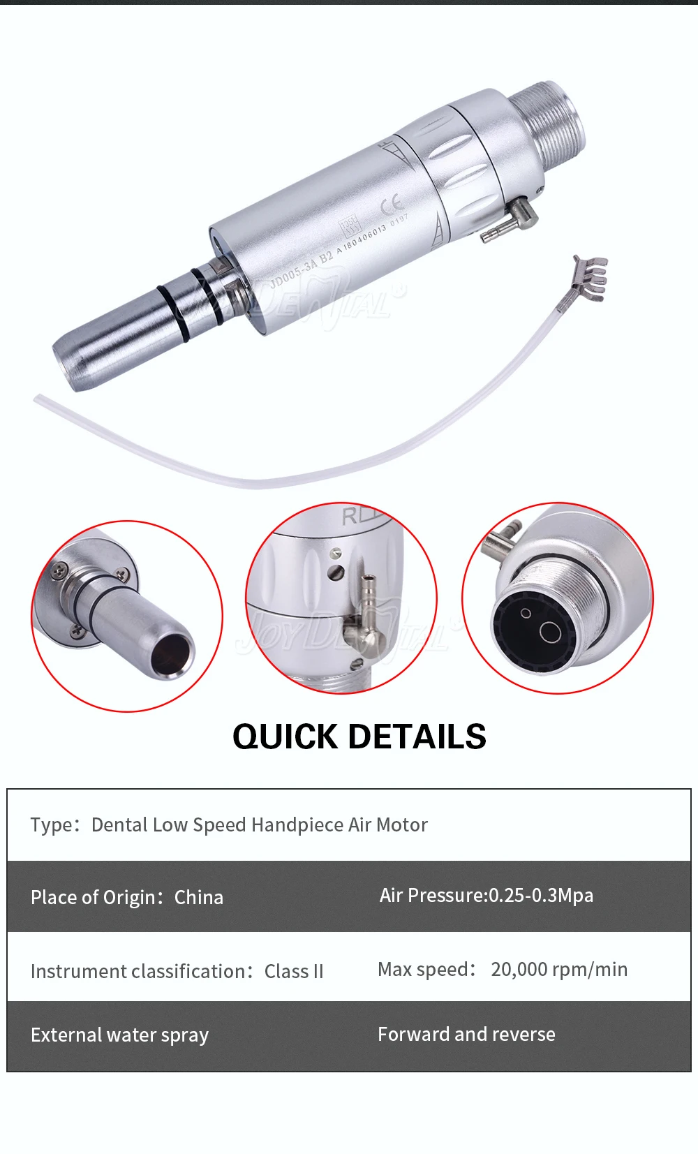 AZDENT Dental Niedrigdrehzahl-Handstück Gerades Handstück Winkelstück Passend für E-Typ Luftmotoren Zahnmedizinisches Instrument – Detail 37
