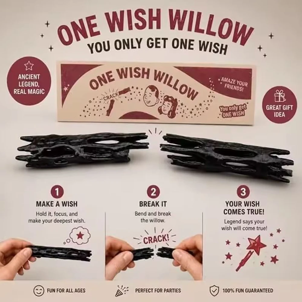 4PCS One Wish Willow Wish-3D Printed Wish, Fun Party Novelty Gift Ancient Legend Replica for All Ages