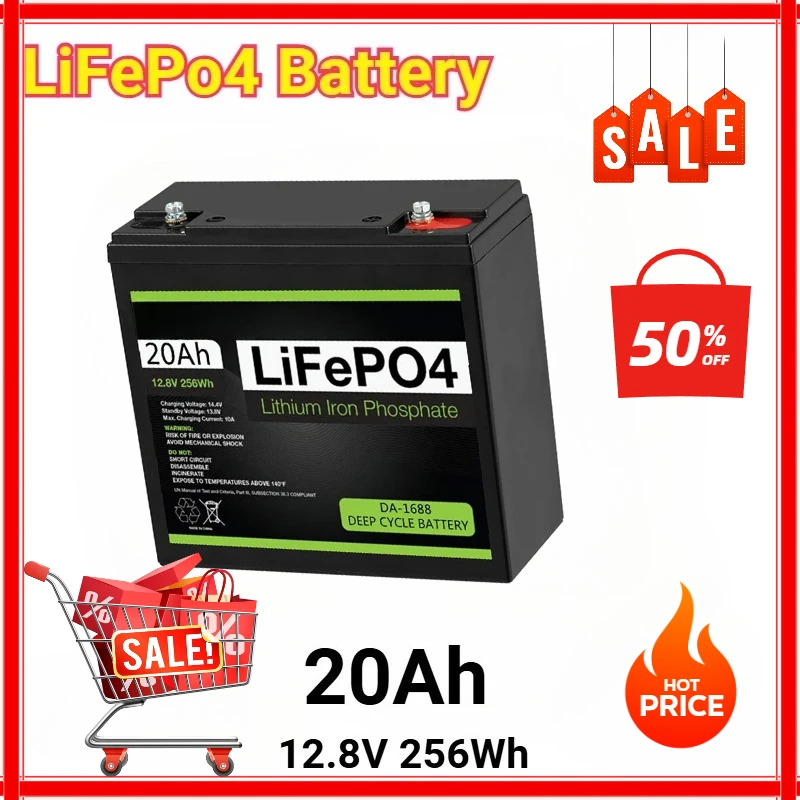 

12V Battery 20Ah LiFePo4 Battery Lithium Iron Phosphate 12V LiFePo4 Rechargeable Battery for Kid Scooters Boat Motor Lifepo4 12v