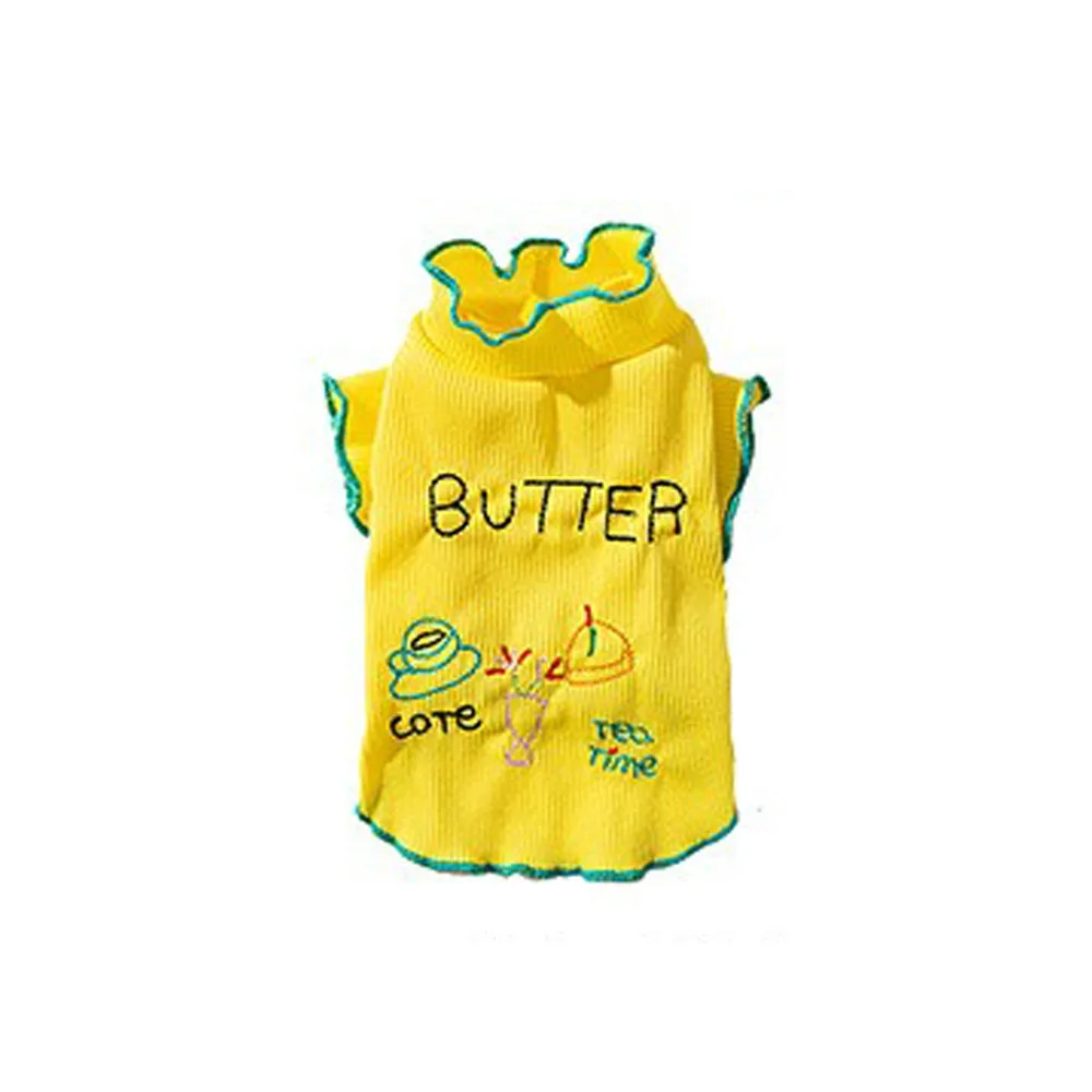 

Cute Style Thin Dog Home Clothes Breathable Letter Embroidery Dog Shirt Cartoon Print Dog Base Coat Household Wear