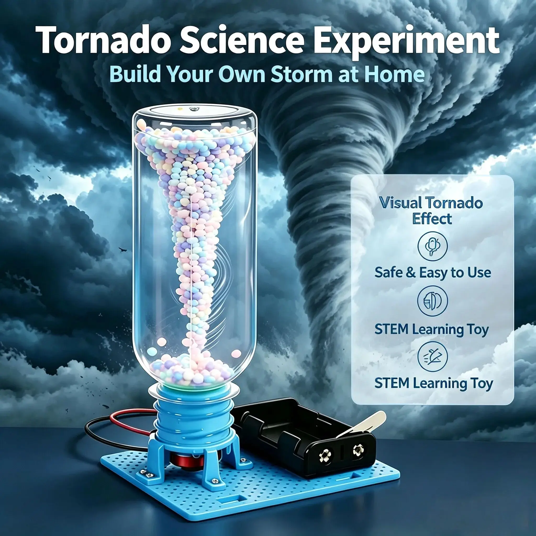  Electric Vortex Tornadoes DIY Assembly Puzzle Toy Physical Science Experiment Kit STEM Educational Desktop Model Gifts Adult