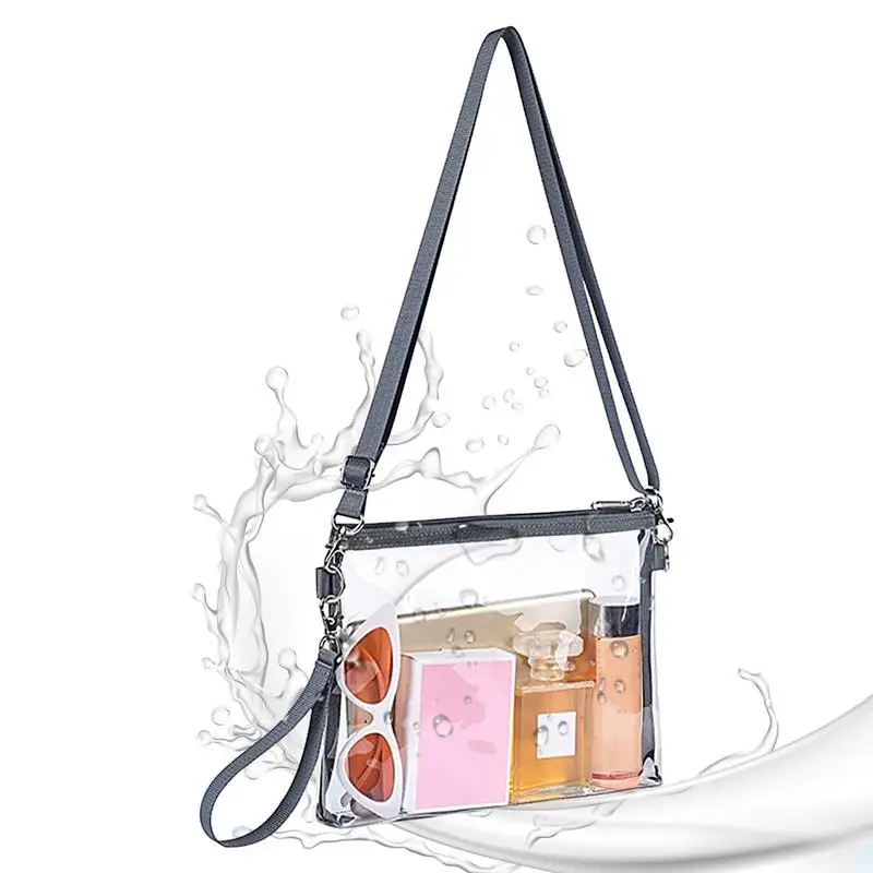 Clear Sling Bag Stadium Approved Sling Purse Crossbody Bag Clear Crossbody Fanny Pack Zipper Closure Crossbody Messenger