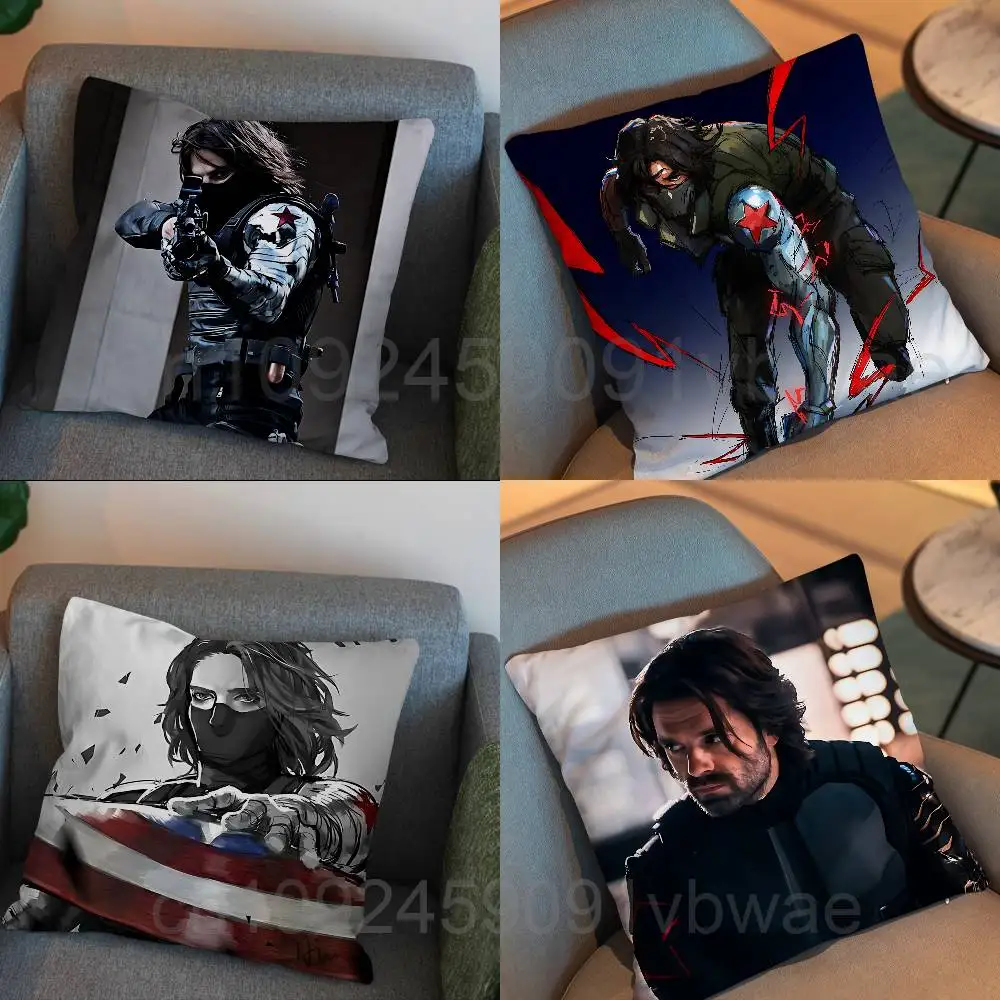 Super strong left arm Bucky Barnes Pillow Case Square Double-Sided Printing Short Plush Sofa Cushion Cover Bedroom Bedside