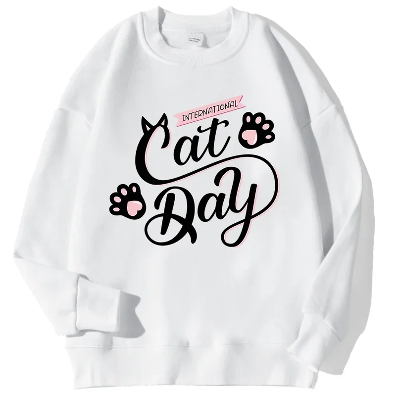 

Today Is World Cat Day Sweatshirts Men Warm Autumn Fleece Hoodies Street Casual Hip Hop Hoodie Hipster Loose Clothes