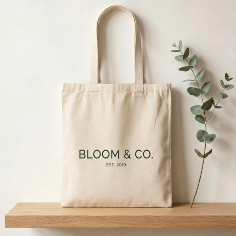 Custom Logo Canvas Bag Store Year Printed Storage Shopping Tote Large Capacity Shoulder Bag Business Gift For Customers
