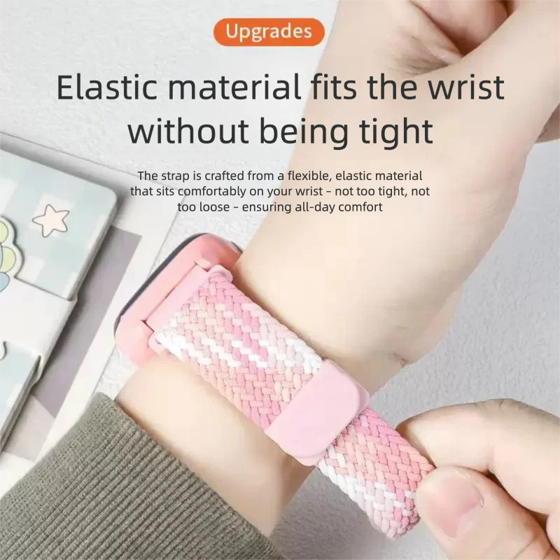 Simple On And Off Elastic Braided Magnetic Watch Strap Lightweight Accessory for 16mm 20mm Interface Kids Children Smartwatch