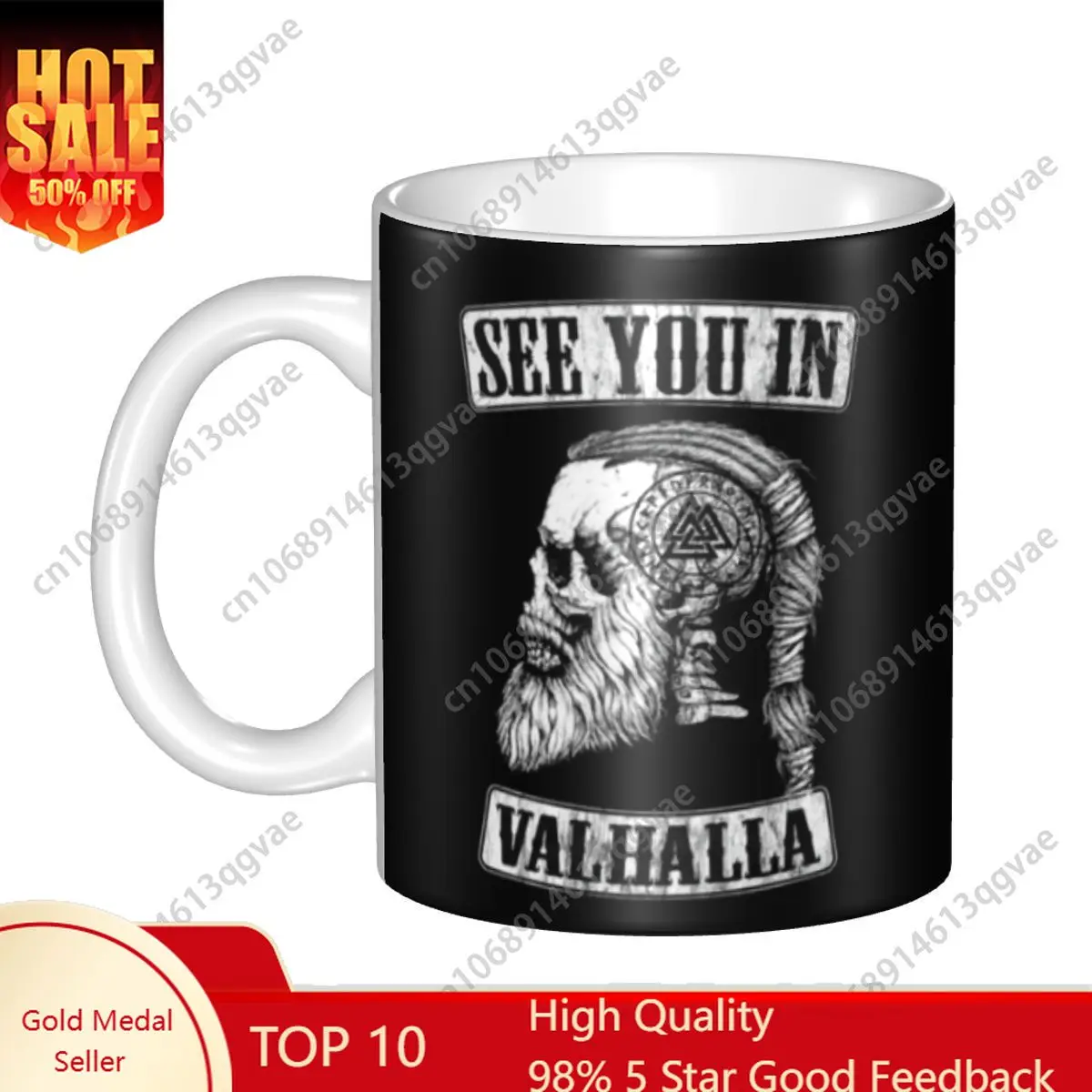 

See You In Valhalla Skull Viking Coffee Mug Norse Odin Ragnar Warrior Ceramic Mug Cup Creative Present