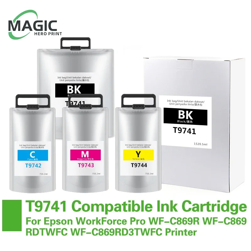 

1PC T9741 - T9744 Ink Pack Ink Cartridge With Pigment Ink For Epson WorkForce Pro WF-C869R WF-C869RDTWFC WF-C869RD3TWFC Printer