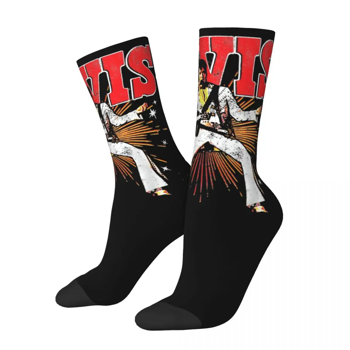 Funny Vintage E-Elvis P-Presleys Retro Football Socks Polyester Crew Socks for Women Men