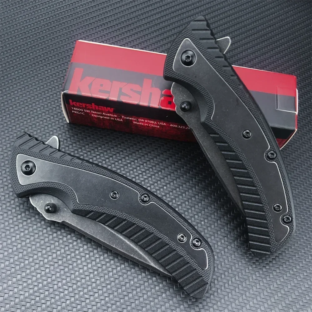 KS 1312 Scrip Pocket Folding Knife 8Cr13Mov Sharp Blade Nylon Fiber Inlay 420 Steel Handle Practical Outdoor Hunting Rescue Tool