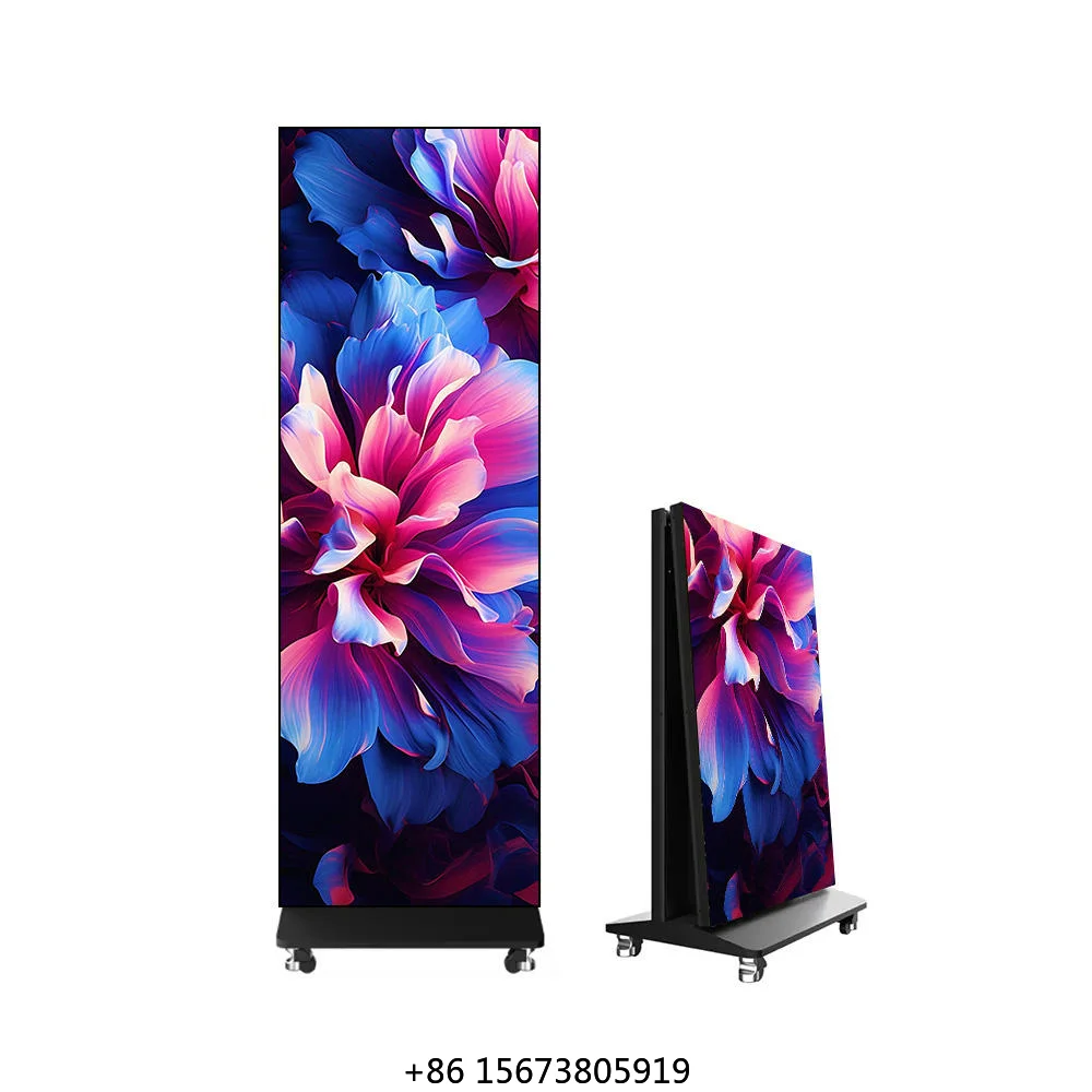640x1920 P2.5 Indoor LED Poster Screen Digital Panel Display with Stand for Retail Store & Elevator Animation Function