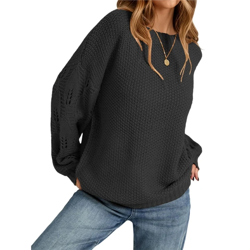 Women's Sweater Crew Neck Knitted Casual Fashion Elegant Trendy Stylish Lightweight Soft Comfortable