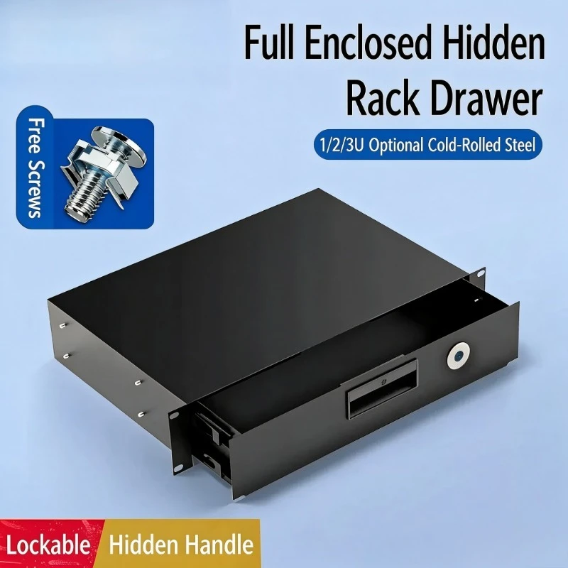 1U 2U 3U Rack Mount Drawer with Lock, 19