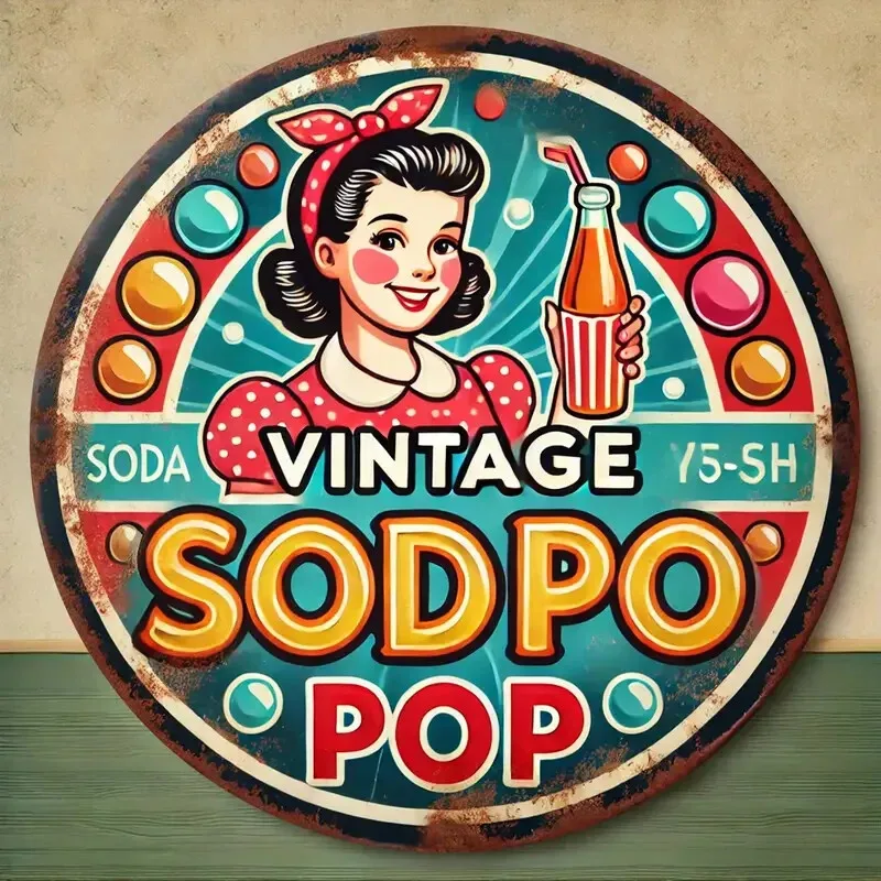 SODA POP FOUNTAIN COLA Rustic Metal Sign RETRO Garage Man Cave DINER CLASSIC 50S