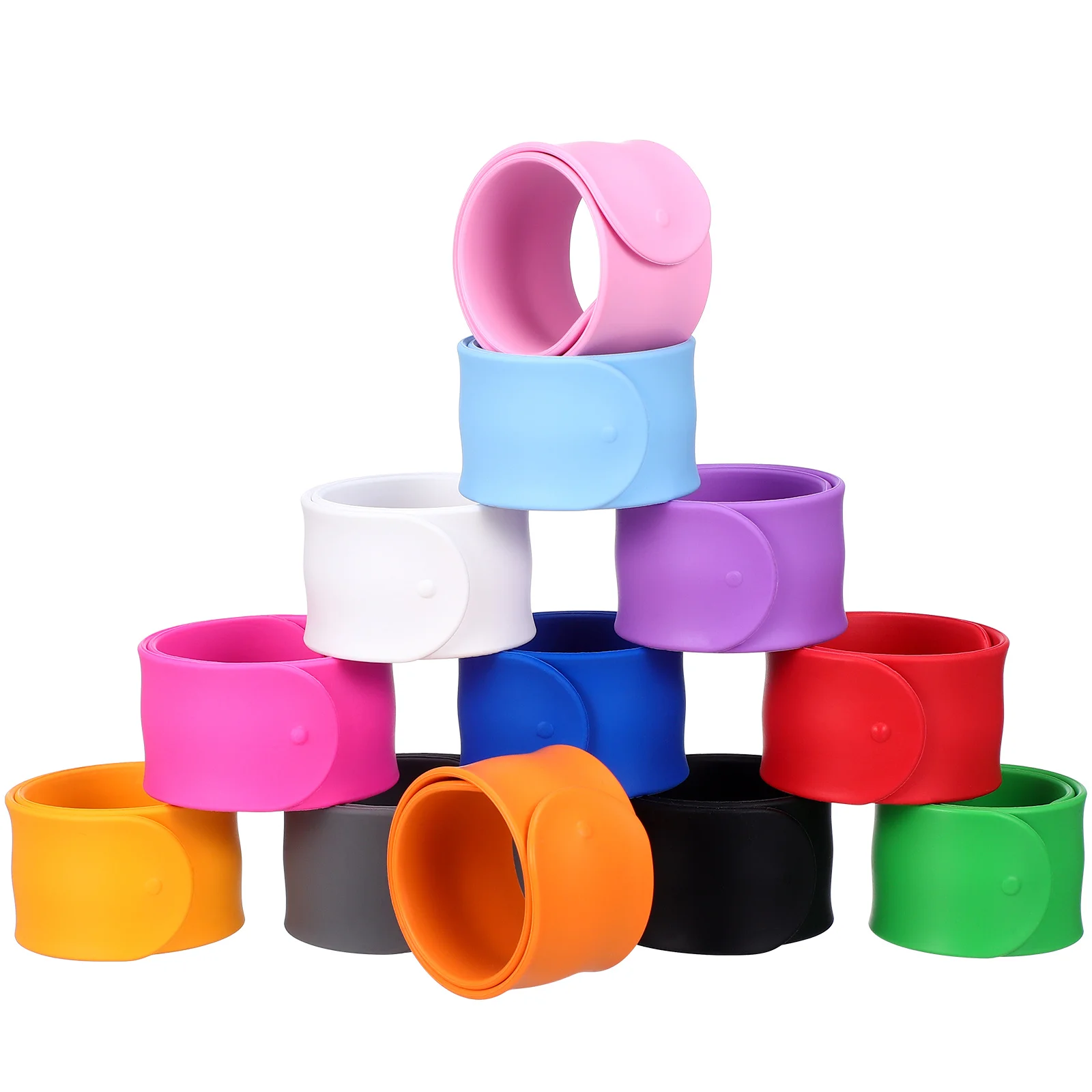 12pçs pulseiras de tapa de silicone, pulseiras flexíveis de pressão, cores sortidas, lembranças de festa, embrulho de faixas de papel, faixas de tapa