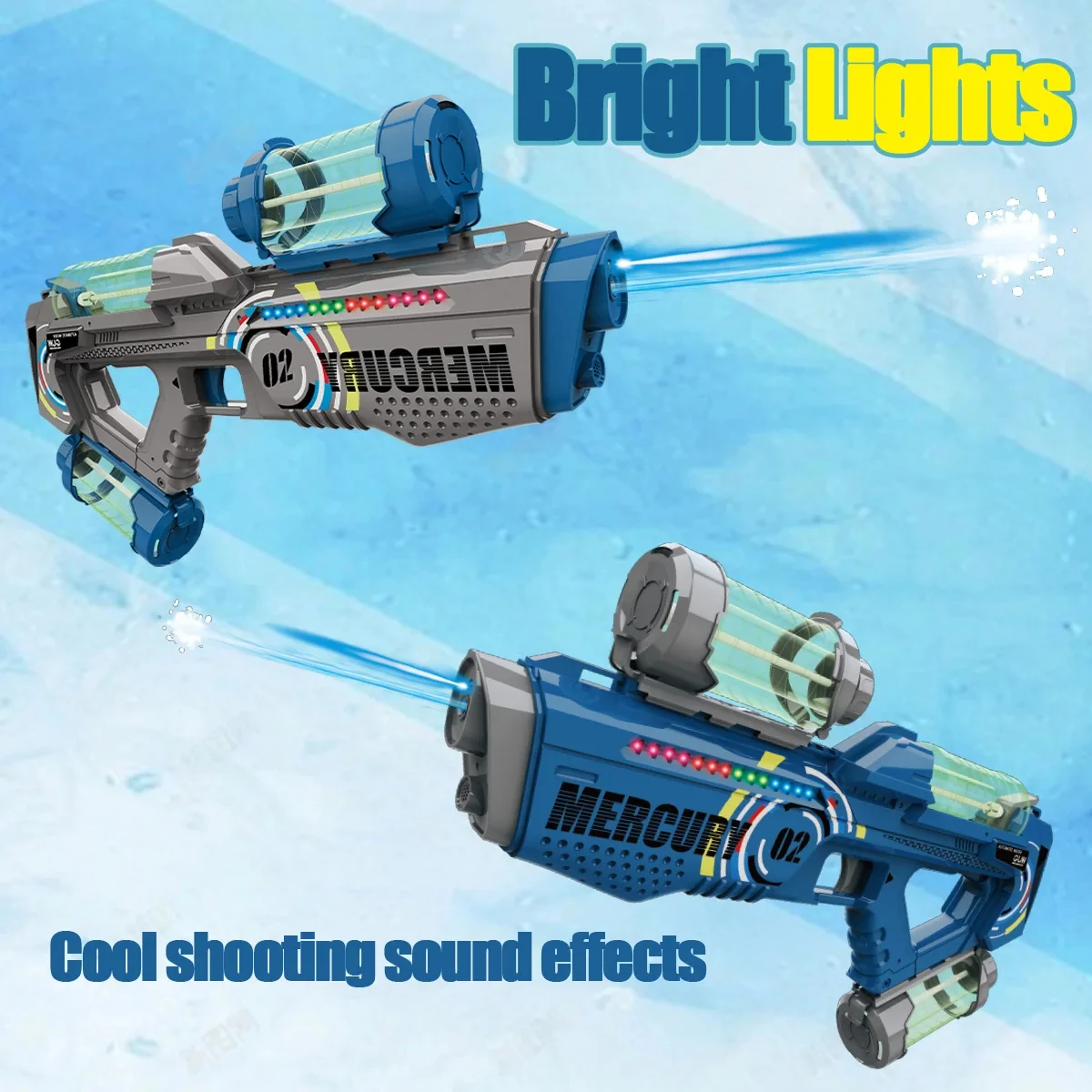 Fully Automatic Continuous Luminous Water Blaster Guns,Summer Adult Electric Firing Water Gun Outdoor Pool Toy for Kid Boy Gifts