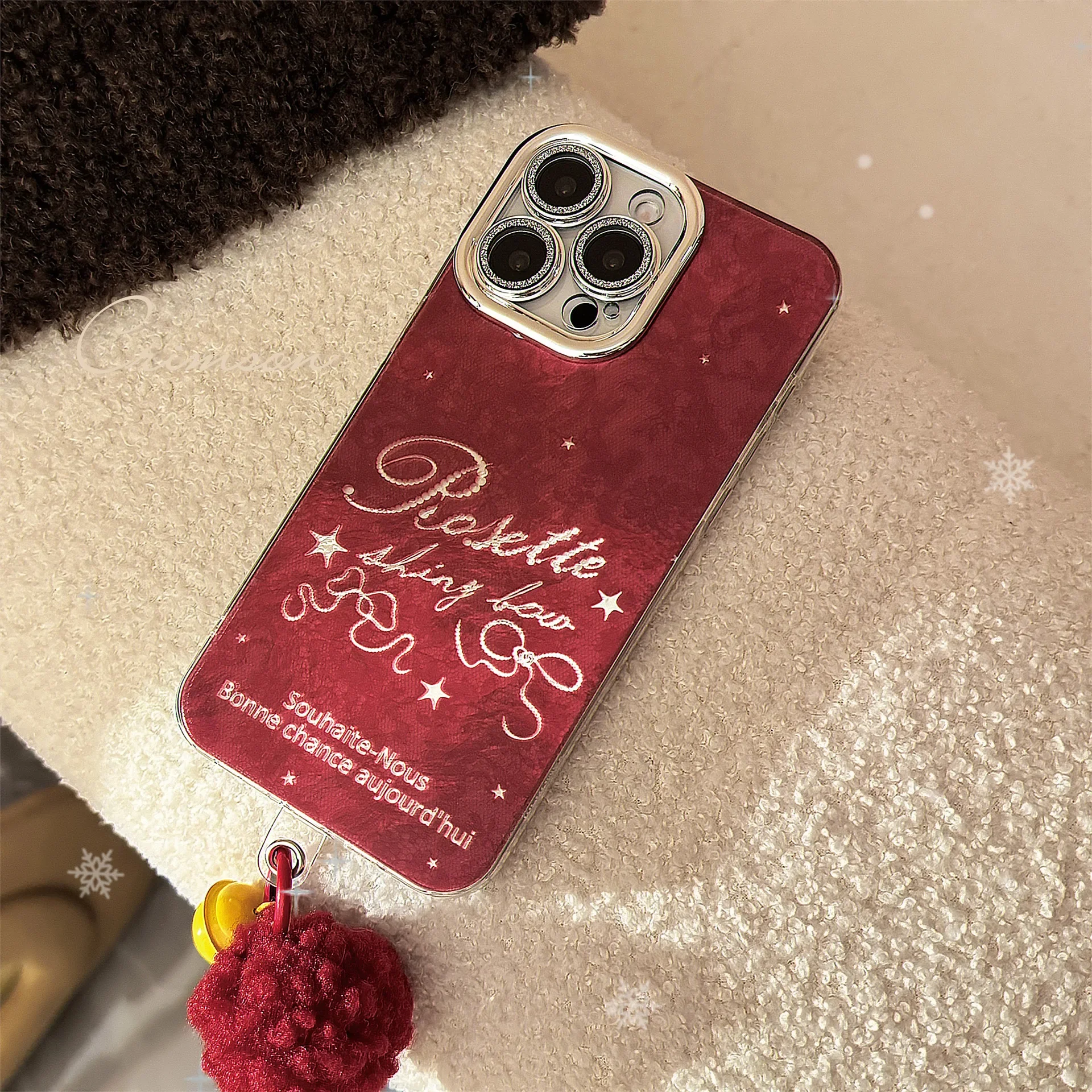 Fashion burgundy temperament phone case: the perfect fusion of elegance and playfulness phone cases for 16 15 14 13 12 11