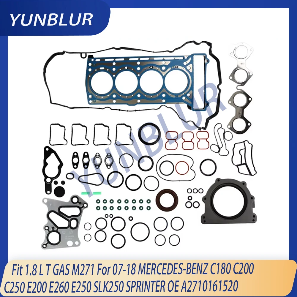 Engine Full Gasket Set Fit 1.8 L T GAS M271 For 07-18 MERCEDES-BENZ C180 C200 C250 E200 E260 E250 SLK250 SPRINTER OE A2710161520