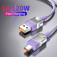 120W 6A USB Type C Super Fast Charging Cable for Huawei P40 P30 Bold Braided Data Cord for Xiaomi 14 Pro Redmi Oneplus POCO OPPO