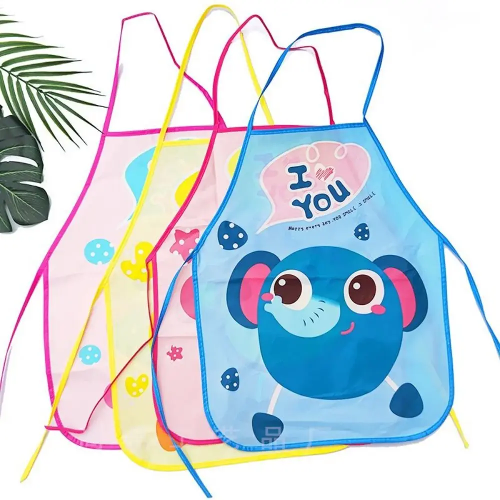 

Reusable DIY Children Apron Waterproof Cartoon Painting Apron Stain-proof Oil-proof Cartoon Overalls Home