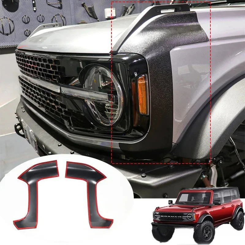 Front  Covers 4 Piece Black Textured Finish Front Lamp Corner protection  for 2021 2022 2023 Ford Bronco 2 4 Door