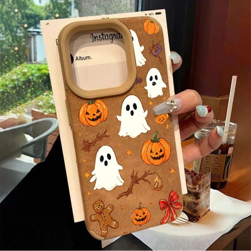 Halloween Cute Pumpkin Ghost Phone Case For iPhone 17 Pro MAX 16 15 14 PLUS 13 12 11 Pro XR Air Fall Halloween Shockproof Cover view 6