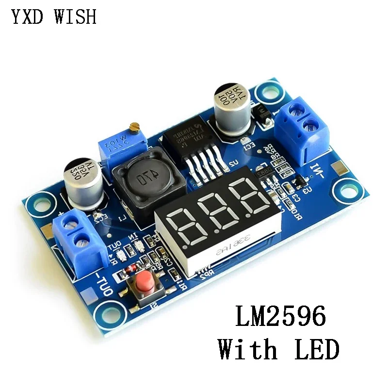 LM2596 DC-DC Buck Step Down Power Converter Module DC/DC 4.0~40V to 1.25-37V 2A Adjustable Voltage Regulator With LED Voltmeter