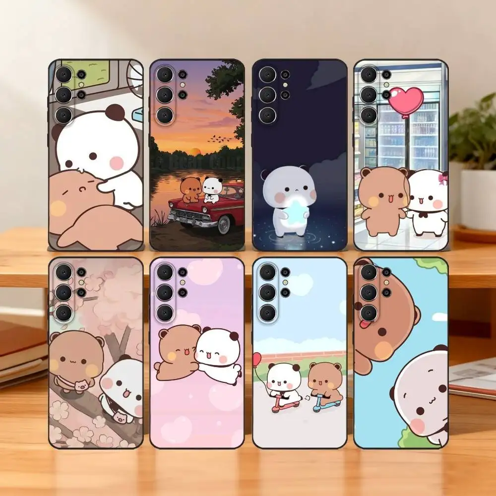 

Cute BuBu D-DuDu Phone Case For Samsung S25,24,23,22,30,21,10,9,Ultra,Plus,Lite,FE Black Soft Case
