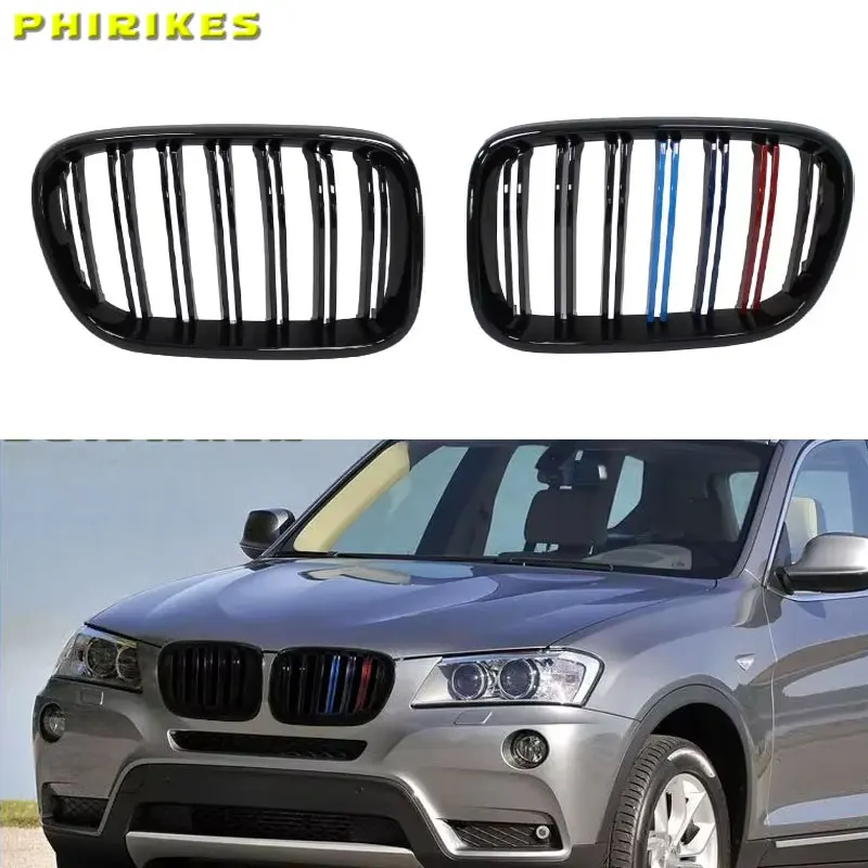 

Матовые глянцевые черные передние решетки для почек для BMW X3 F25 2010 2011 2012 2013, сменный гоночный бампер, Стайлинг автомобиля